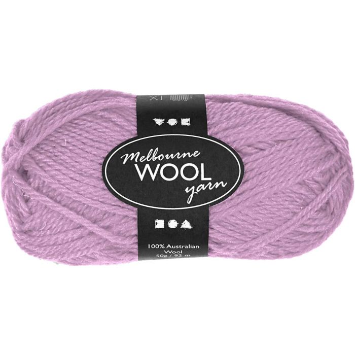 Melbourne Wool Yarn, L: 92 m, rosa, 50 g/ 1 nst.