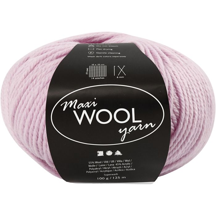 Ullgarn, L: 125 m, støvete rosa, 100 g/ 1 nst.
