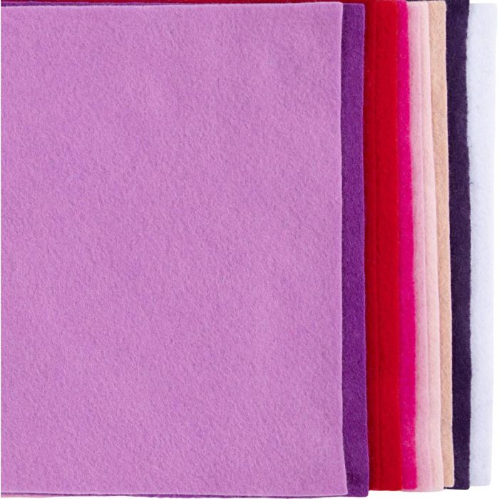 Hobbyfilt, A4, ark 210x297 mm, tykkelse 2 mm, lilla/pink harmoni, 10 ark/ 1 pk.
