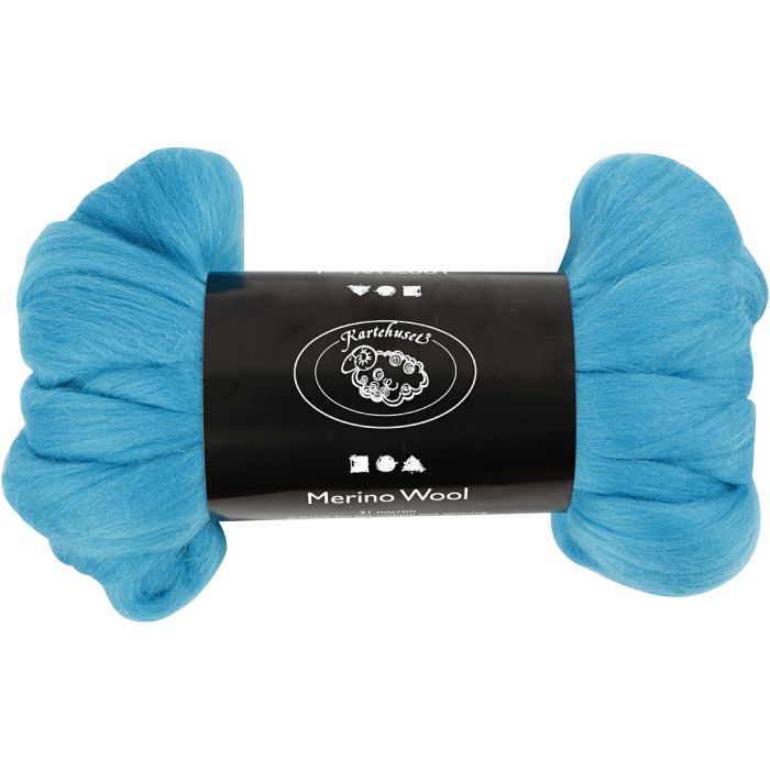 Merinoull, tykkelse 21 my, turkis, 100 g/ 1 pk.