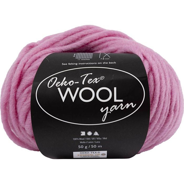 Ullgarn, L: 50 m, pinne 8-9, lys pink, 50 g/ 1 nst.