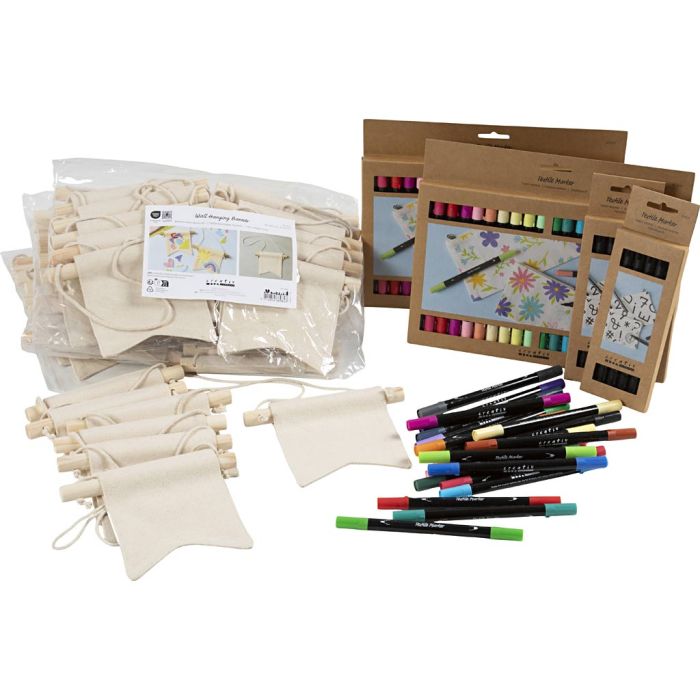 Gruppe DIY Kit Mal ditt eget banner, str. 10,5x12 cm, strek 2,3+3,6 mm, ass. farger, 60 stk./ 1 pk.