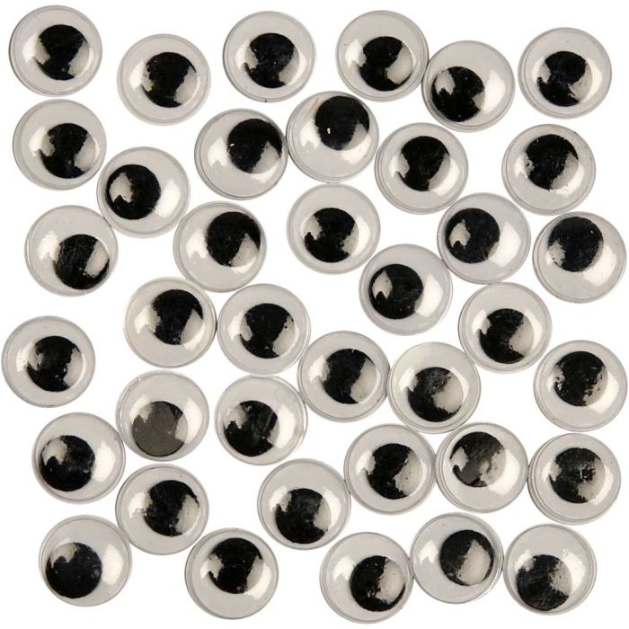 Bevegelige Øyne, uten lim, dia. 12 mm, 1000 stk./ 1 pk.