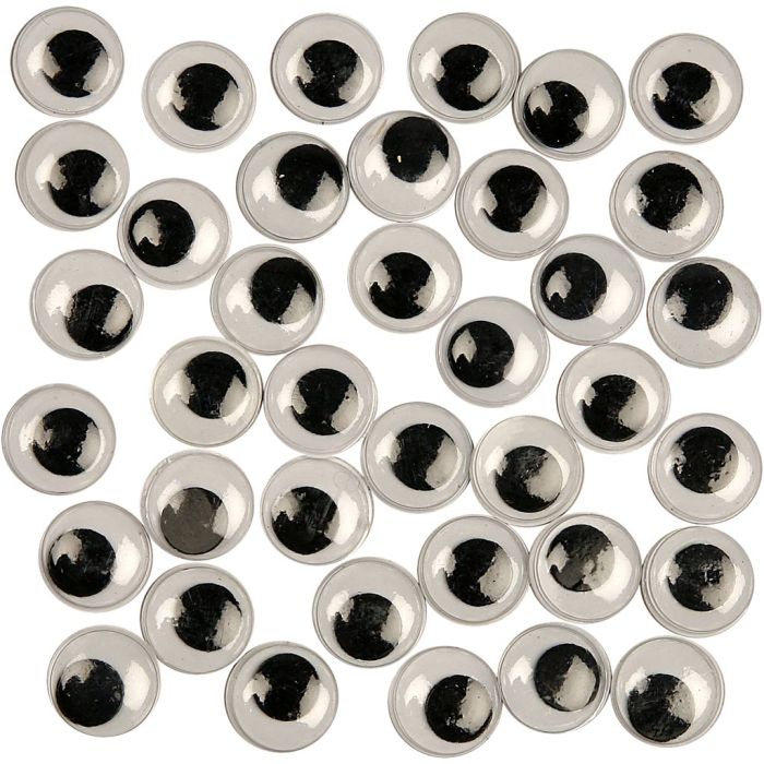 Bevegelige Øyne, uten lim, dia. 12 mm, 30 stk./ 1 pk.