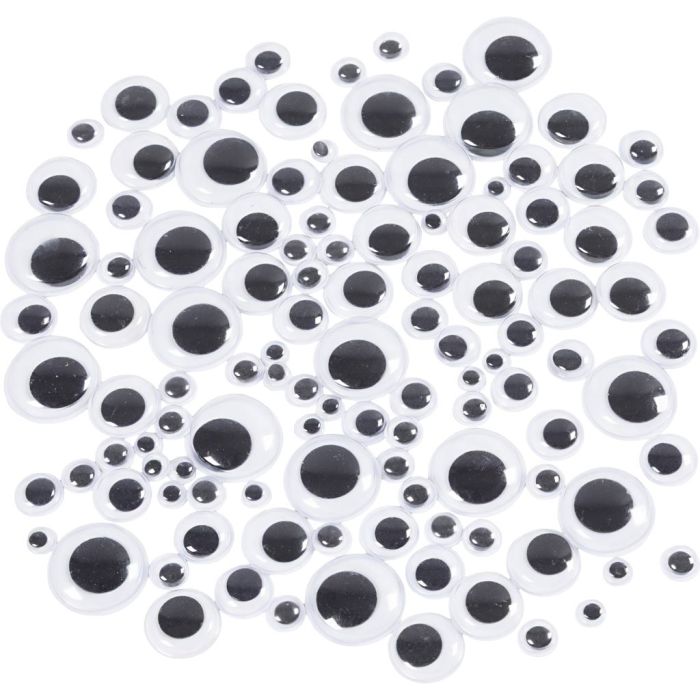 Bevegelige øyne, selvklebende, dia. 6-20 mm, 1000 stk./ 1 pk.