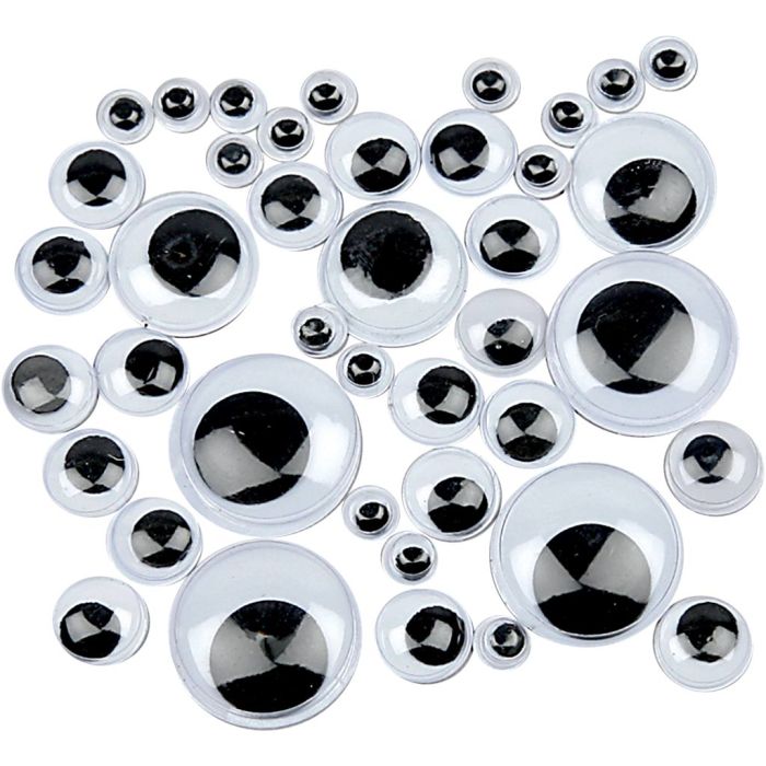 Bevegelige Øyne, uten lim, dia. 4-20 mm, 1100 ass./ 1 pk.