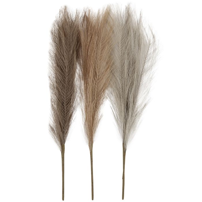 Pampas gress, L: 50 cm, lys pulver, lys brun, lys grå, 3 stk./ 1 bunt