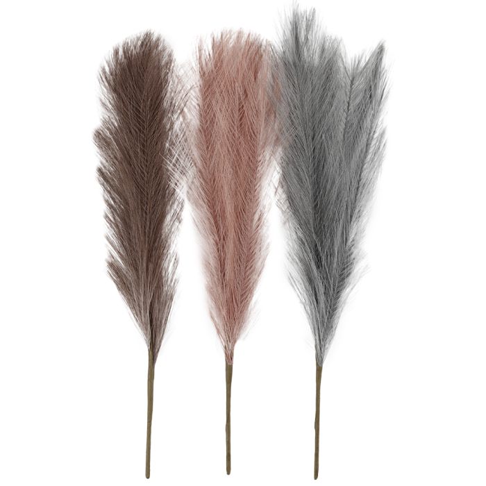 Pampas gress, L: 50 cm, støvete blå, frosted lilla, gml. rosa, 3 stk./ 1 bunt