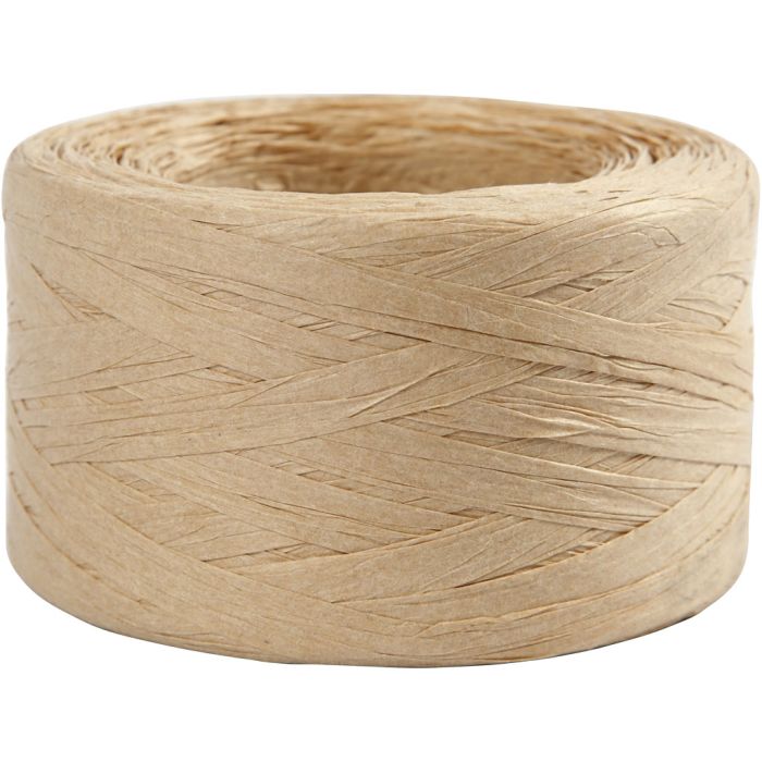 Raffia Papirgarn, B: 7-8 mm, sand, 100 m/ 1 rl.