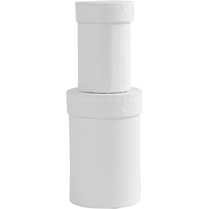 Runde esker, H: 7+9 cm, str. 4,5+6 cm, hvit, 2 stk./ 1 sett