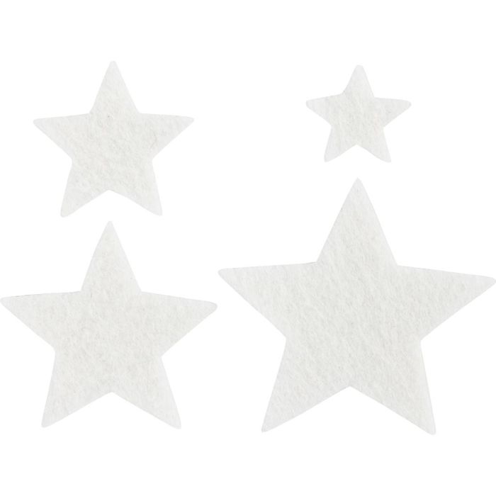 Filtfigur, stjerne, str. 2-5 cm, tykkelse 1 mm, 20 stk./ 1 pk.