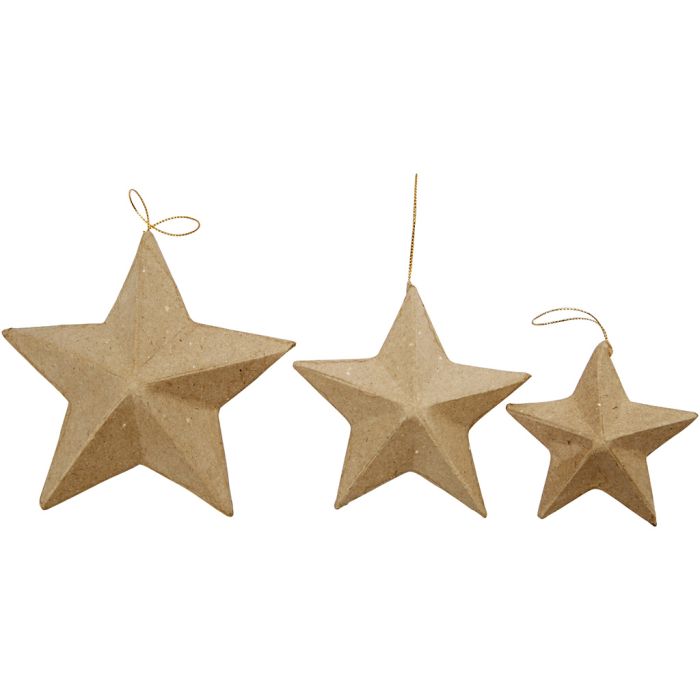 Stjerne, dia. 7,5+10+12,5 cm, 6 stk./ 1 pk.