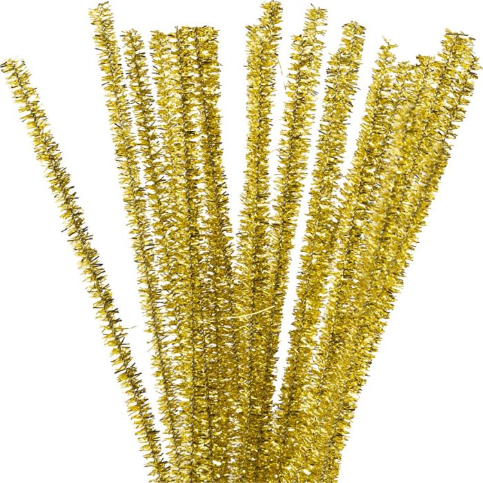 Piperenser, L: 30 cm, tykkelse 6 mm, glitter, gull, 24 stk./ 1 pk.