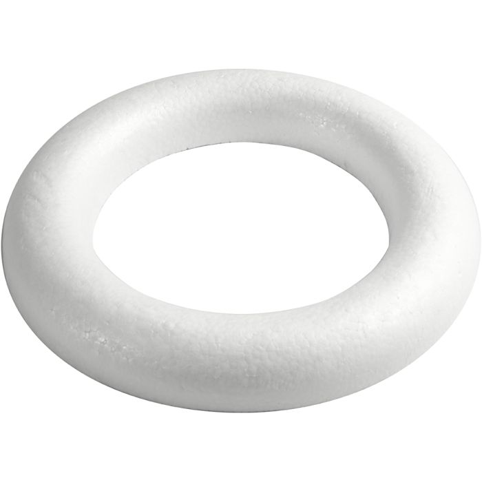 Ring med flat bakside, str. 35 cm, tykkelse 46 mm, hvit, 1 stk.