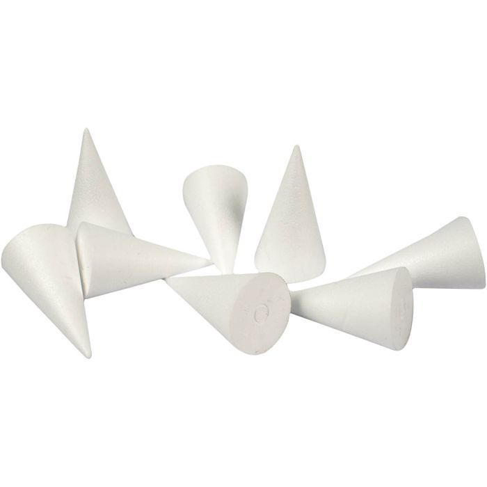 Kjegle, H: 11 cm, dia. 5,5 cm, hvit, 50 stk./ 1 pk.