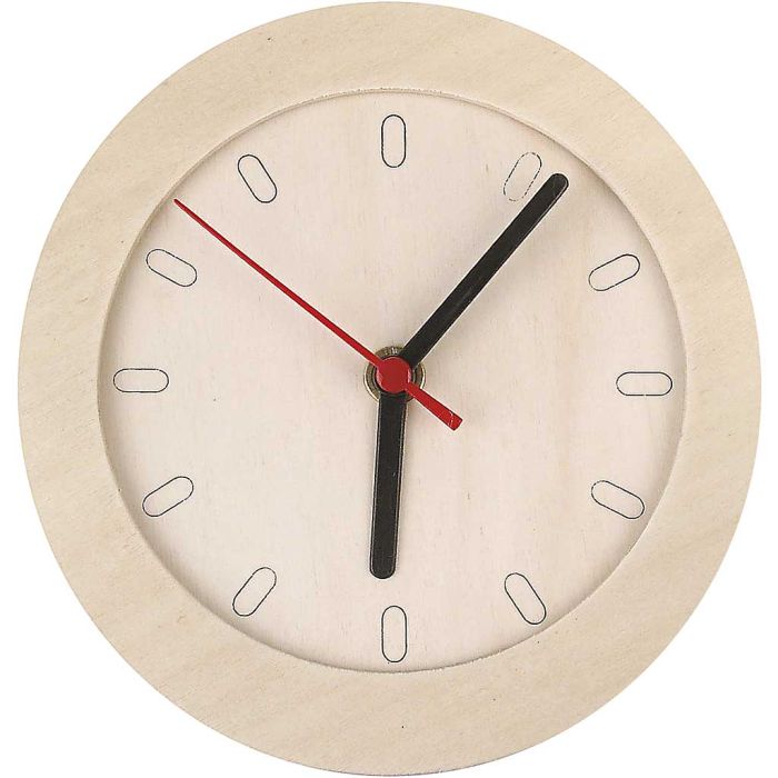 Klokke med treramme, dia. 15 cm, 1 stk.