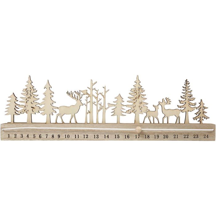 Julekalender nedtelling, H: 12 cm, L: 40 cm, B: 3,6 cm, 1 stk.