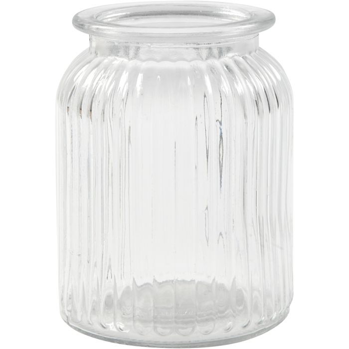 Glasskrukke, H: 14,5 cm, dia. 11 cm, hullstr. 7 cm, 6 stk./ 1 pk.