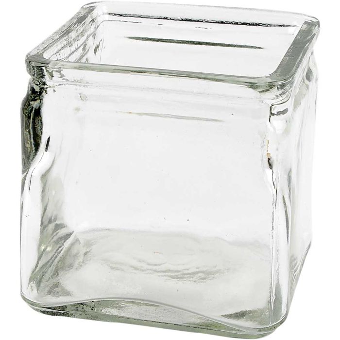 Firkantet lysglass, H: 10 cm, str. 10x10 cm, 12 stk./ 1 pk.
