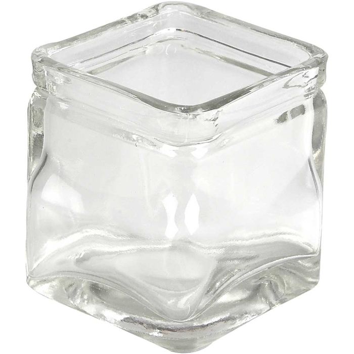 Firkantet lysglass, H: 8 cm, str. 7,5x7,5 cm, 12 stk./ 1 pk.
