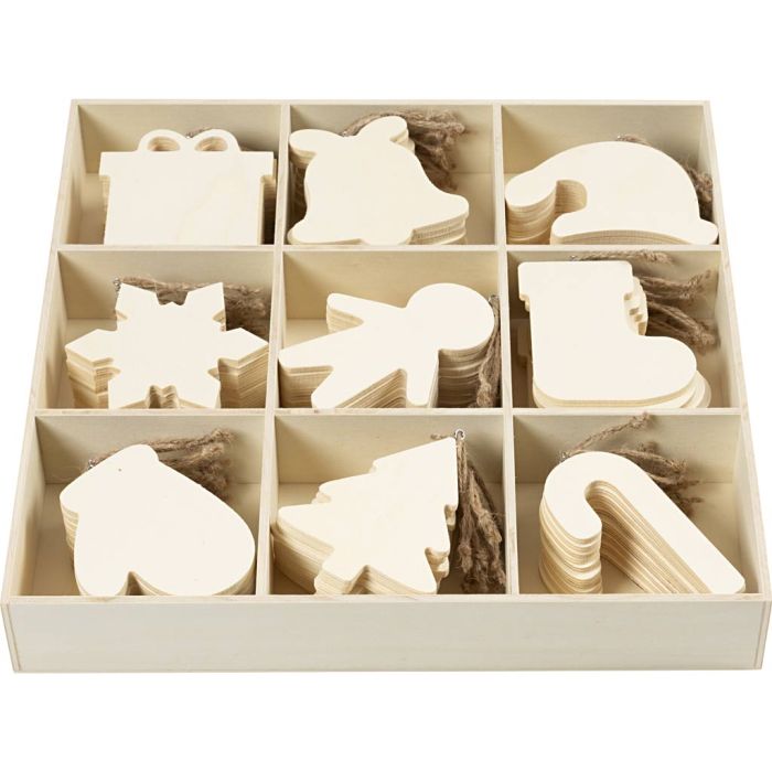 Treoppheng, Julefigurer, str. 7-9 cm, tykkelse 4 mm, 90 stk./ 1 pk.