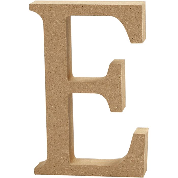 Bokstav, E, H: 8 cm, tykkelse 1,5 cm, 1 stk.