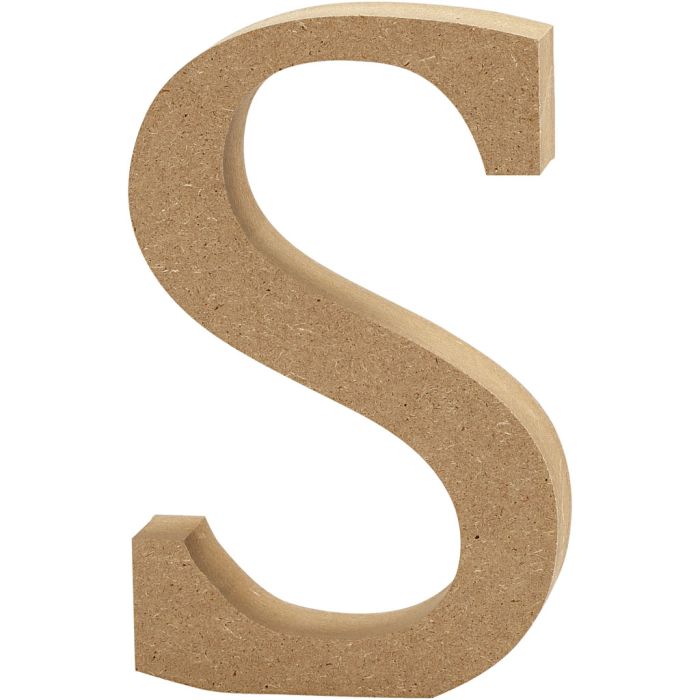 Bokstav, S, H: 8 cm, tykkelse 1,5 cm, 1 stk.
