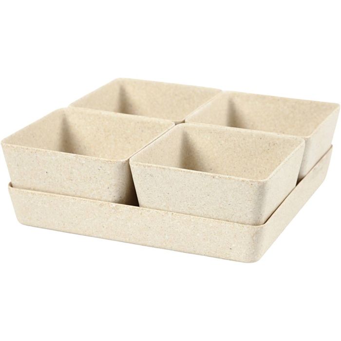 Urtepotter, H: 8 cm, D: 19,5 cm, B: 19,5 cm, 1 sett