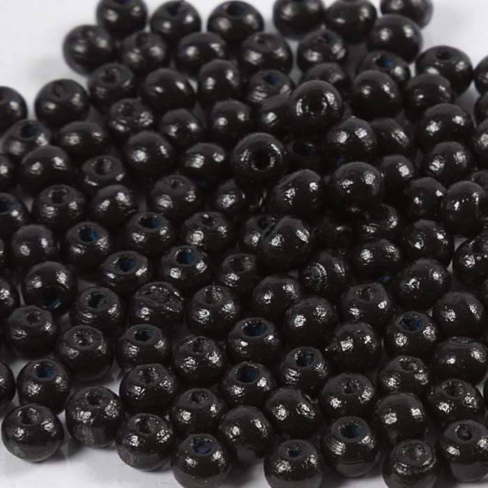 Treperler, dia. 5 mm, hullstr. 1,5 mm, ca. 150 stk., svart, 6 g/ 1 pk.