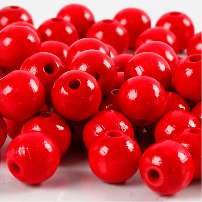 Treperler, dia. 10 mm, hullstr. 3 mm, ca. 70 stk., rød, 20 g/ 1 pk.