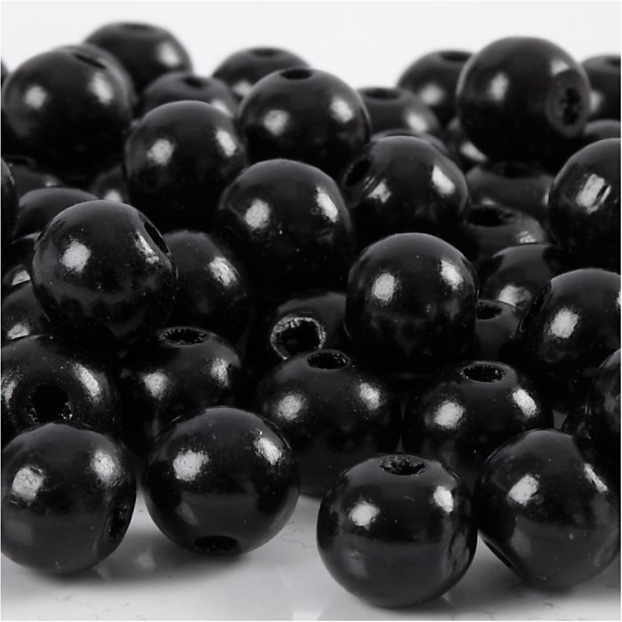 Treperler, dia. 10 mm, hullstr. 3 mm, ca. 70 stk., svart, 20 g/ 1 pk.
