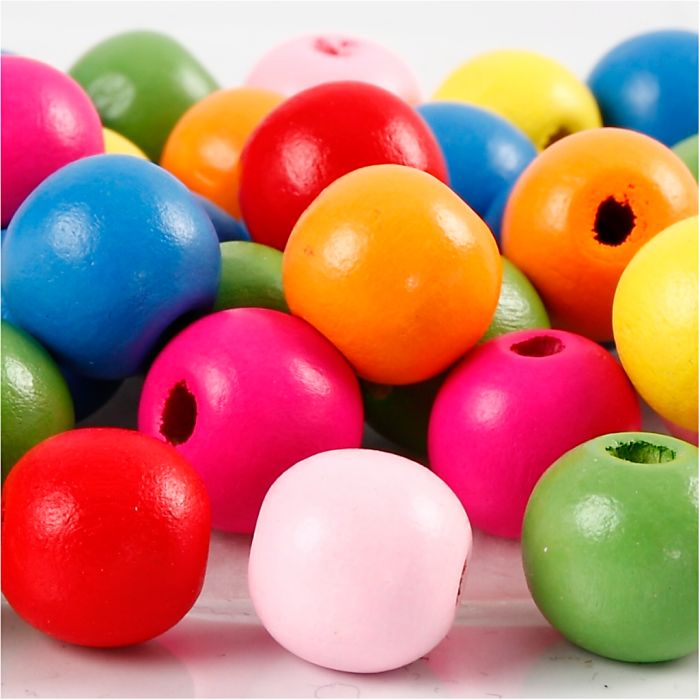 Treperler, dia. 12 mm, hullstr. 2,5-3 mm, ca. 40 ass., ass. farger, 22 g/ 1 pk.