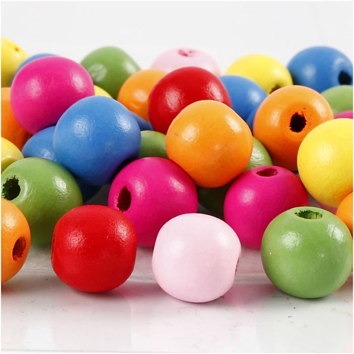 Treperler, dia. 12 mm, hullstr. 2,5-3 mm, ca. 800 stk., ass. farger, 500 g/ 1 pose