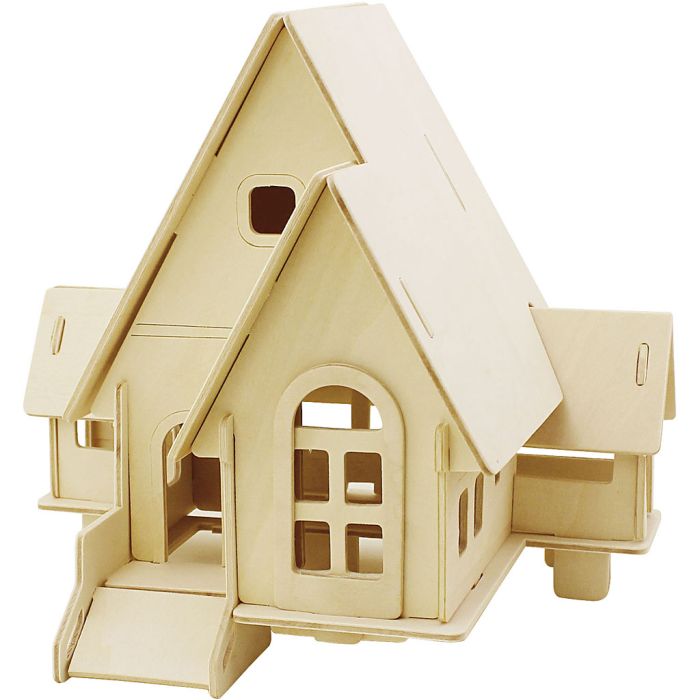3D Konstruksjonsfigur, Hus med kjørerampe, str. 22,5x17,5x20,5, 1 stk.