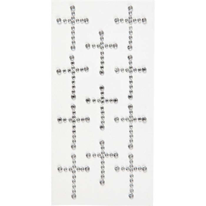 Rhinstenkors, str. 35x25 mm, sølv, 11 stk./ 1 pk.