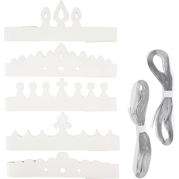 Kroner, H: 10-16,5 cm, L: 60 cm, hvit, 50 stk./ 1 pk.