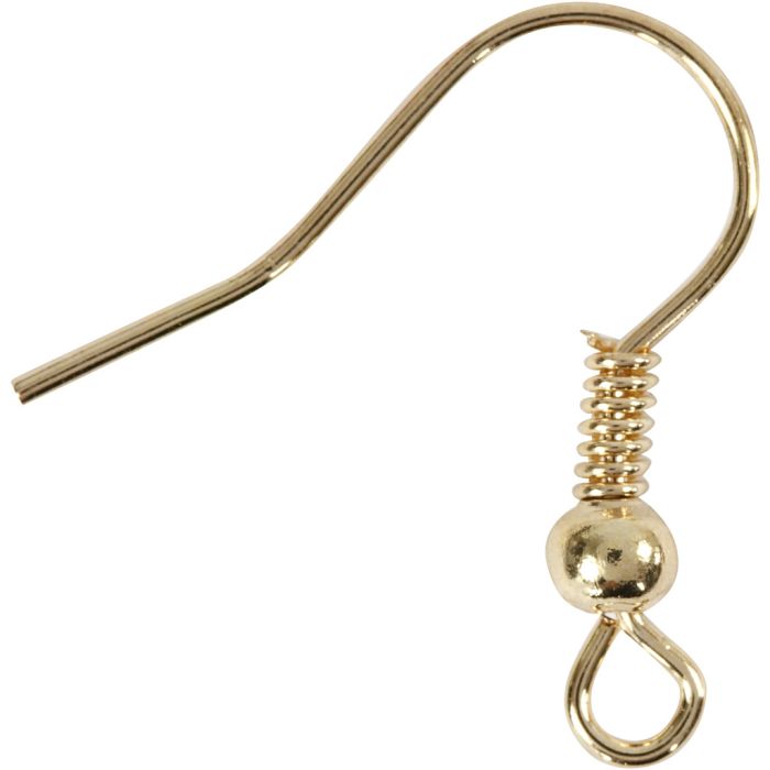 Ørekroker, L: 18 mm, forgylt, 10 stk./ 1 pk.