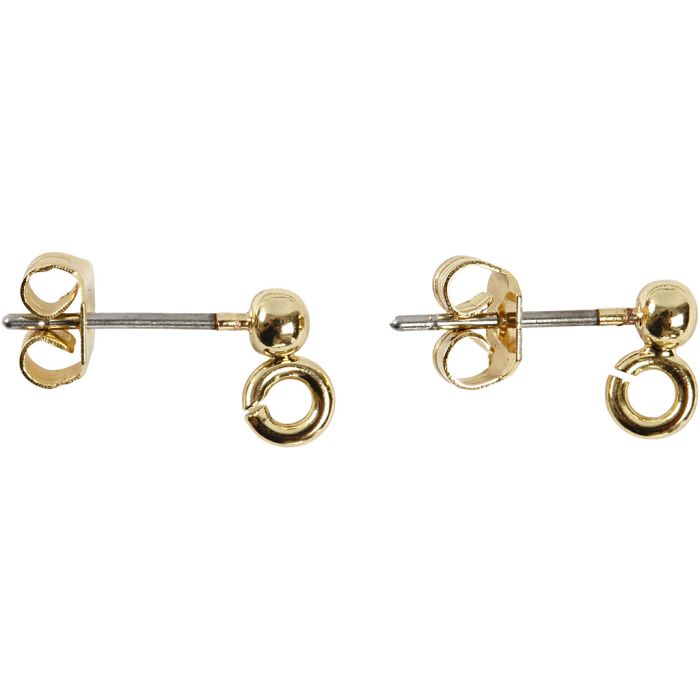 Ørestikkere, L: 13 mm, dia. 3,8 mm, hullstr. 0,8 mm, forgylt, 10 stk./ 1 pk.