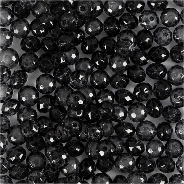 Facettperler, dia. 4 mm, hullstr. 1 mm, grå, 45 stk./ 1 pk.