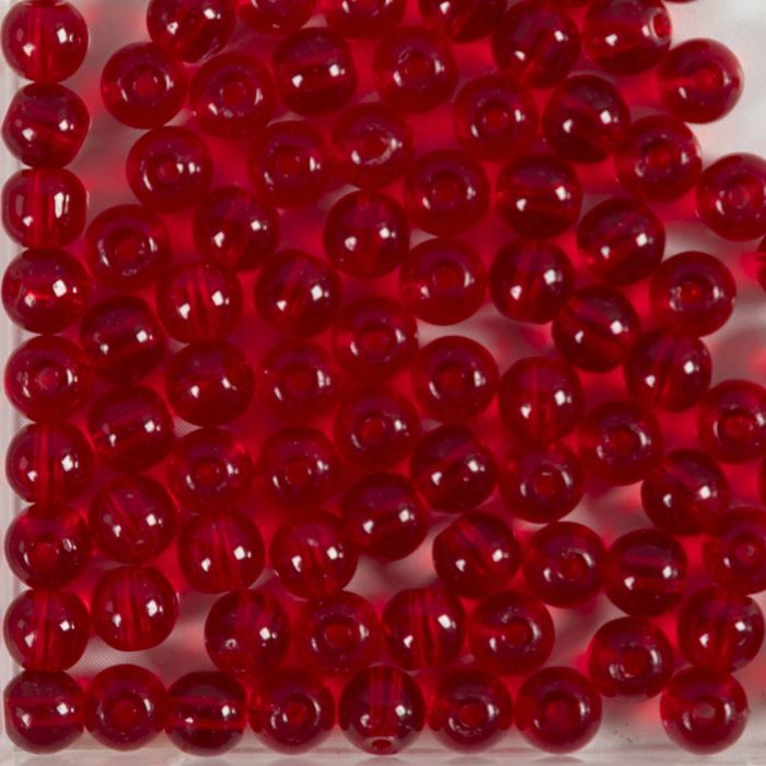Glassperler, dia. 4 mm, hullstr. 1 mm, rød, 90 stk., 20 g/ 1 pk.