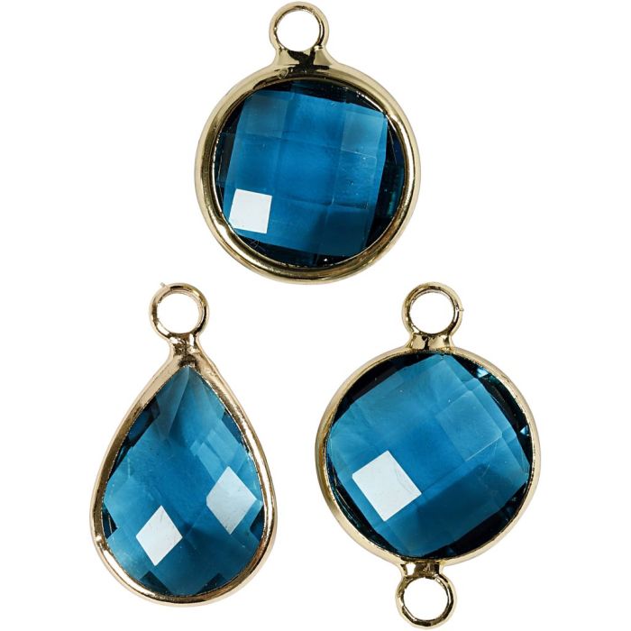 Cabochon anheng, H: 15-20 mm, hullstr. 2 mm, turkis, 6 stk./ 1 pk.