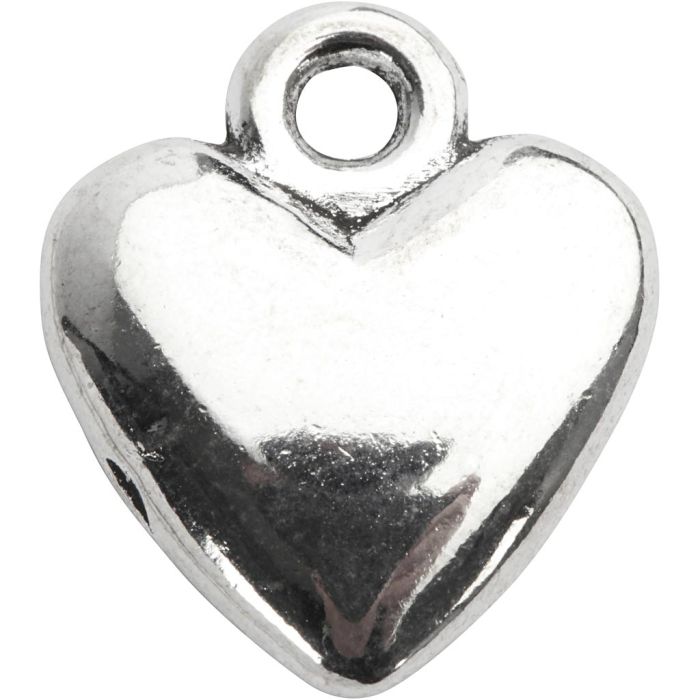 Hjerteanheng, str. 13x15 mm, forsølvet, 10 stk./ 1 pk.