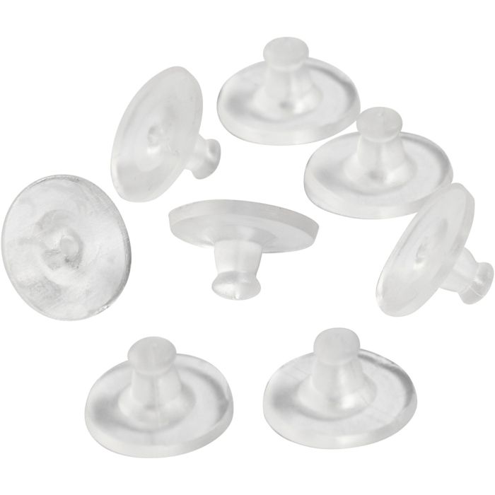 Lås til ørering, dia. 10 mm, transparent, 10 par/ 1 pk.