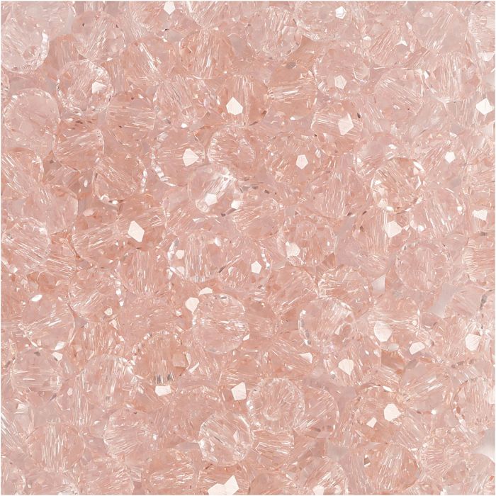 Facettperler, str. 3x4 mm, hullstr. 0,8 mm, rosa, 100 stk./ 1 pk.