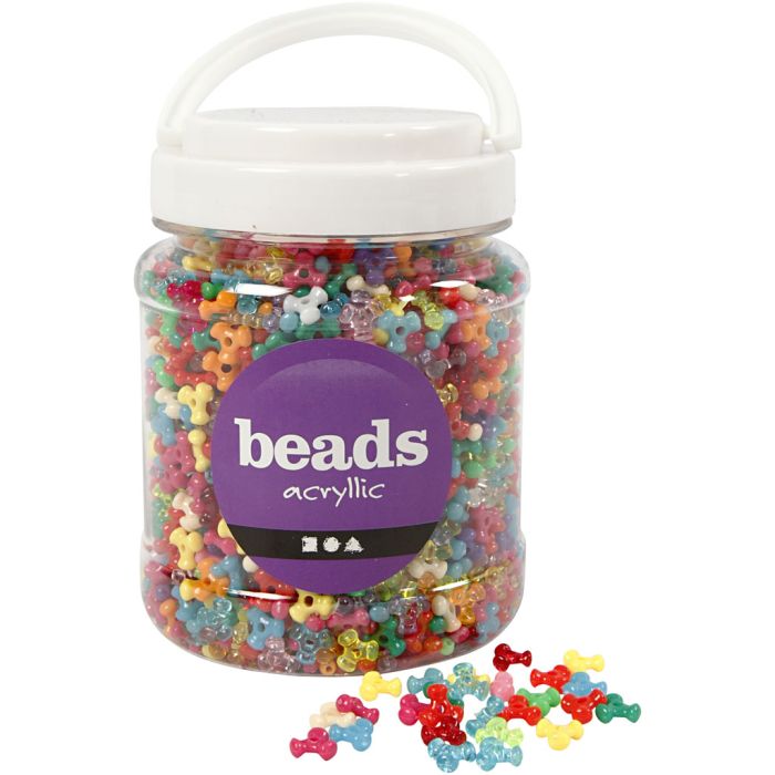 Møllemix, dia. 10 mm, hullstr. 2 mm, ca. 2800 stk., ass. farger, 385 g, 700 ml/ 1 boks