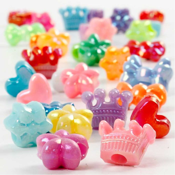 Figurperler, dia. 10 mm, hullstr. 3 mm, ca. 190 stk., 65 g, 125 ml/ 1 pk.