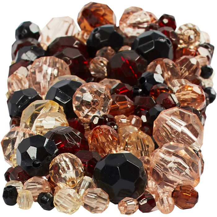 Facettperler, str. 4-12 mm, hullstr. 1-2,5 mm, ca. 860 stk., gylden, 250 g/ 1 pk.