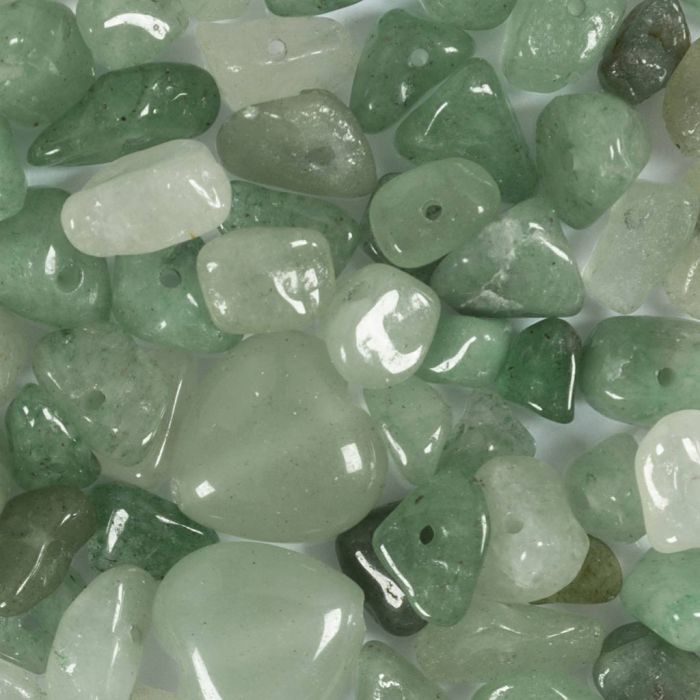 Krystallperler, Aventurin, dia. 7-12 mm, hullstr. 1 mm, grønn, 63 stk./ 1 pk.