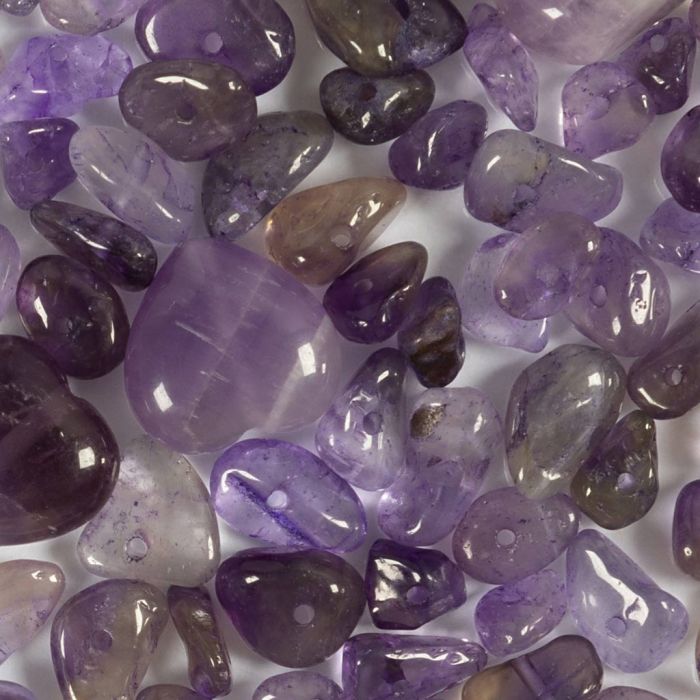 Krystallperler, Ametyst, dia. 7-12 mm, hullstr. 1 mm, lilla, 63 stk./ 1 pk.