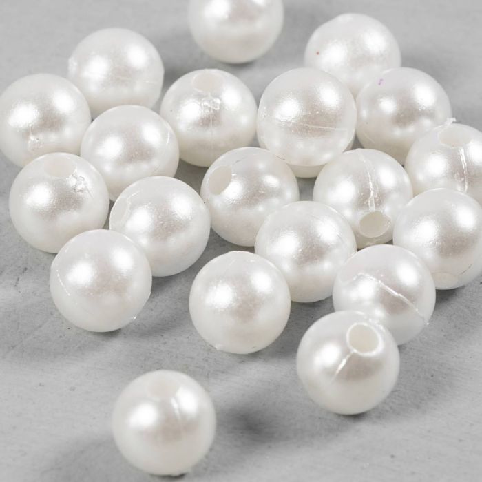 Voksperler, dia. 8 mm, hullstr. 2,3 mm, perlemor, 22 stk./ 1 pk.